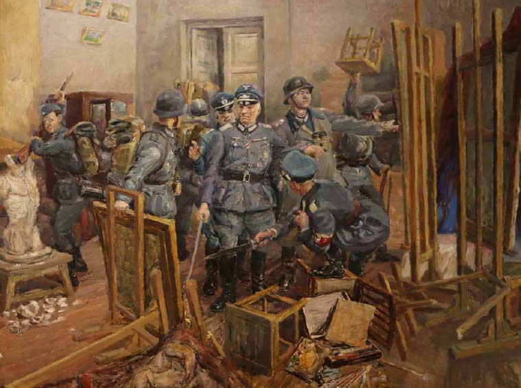 Генрих Бржозовский. Разгром художественного ателье немецкими варварами (1944)