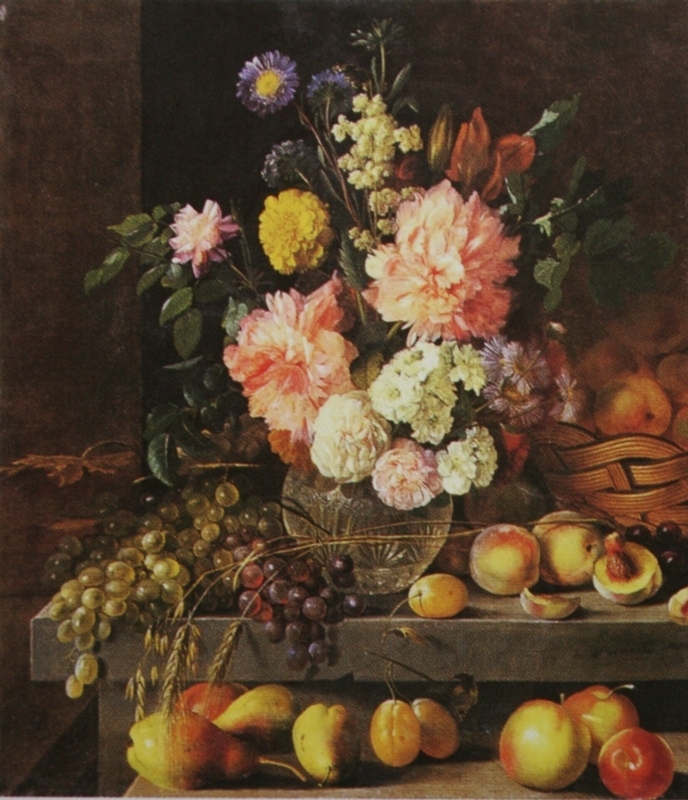 Иван Хруцкий. Натюрморт с цветами и фруктами (1839)