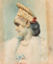 Леон Бакст. Портрет девушки в русском кокошнике (1911)
