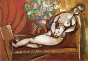 Марк Шагал. Сидящая обнаженная женщина