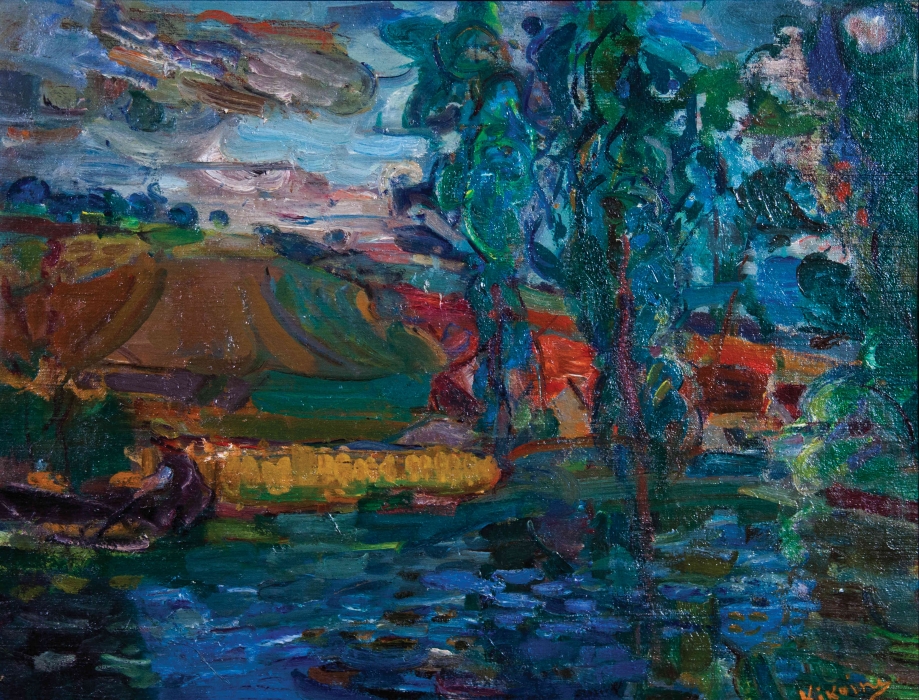 Михаил Кикоин. Пейзаж около реки (1934)
