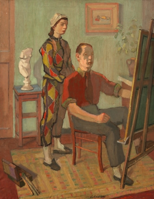 Осип Любич. Автопортрет с моделью (1945)