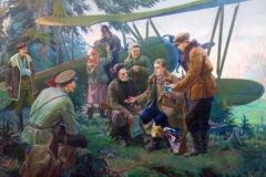 Павел Гавриленко. На партизанском ском аэродроме. 1950 г