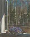 Станислав Жуковский. Весенний натюрморт с фиалками (1935)