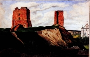 Викентий Дмоховский. Новогрудок. Руины замка и костел (1856)