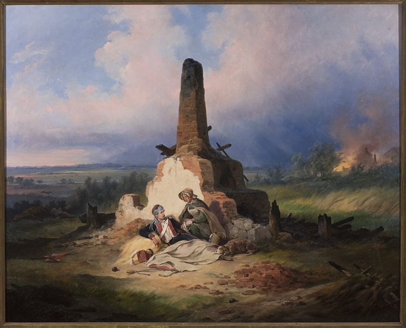 Януарий Суходольский. Раненный улан в 1831 году (1855)