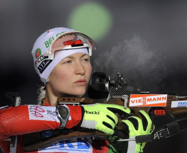 Darya Domracheva of Belarus competes at