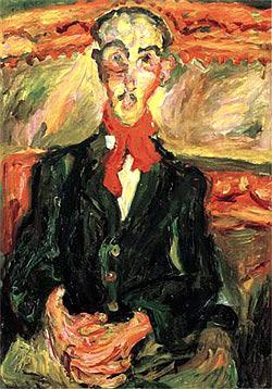 Хаим Сутин - Портрет мужчины в красном шарфе (1921)