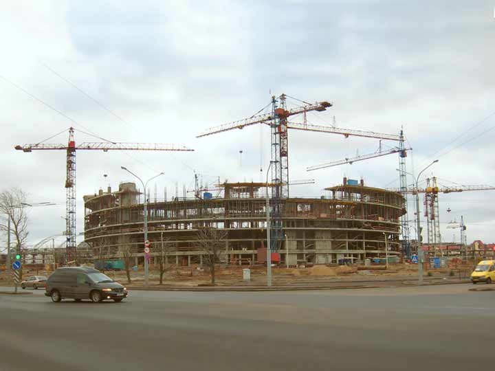 Строительство комплекса "Минск-арена", январь 2008 года