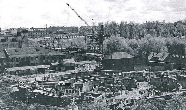 Строительство цирка в Минске, 1955 год
