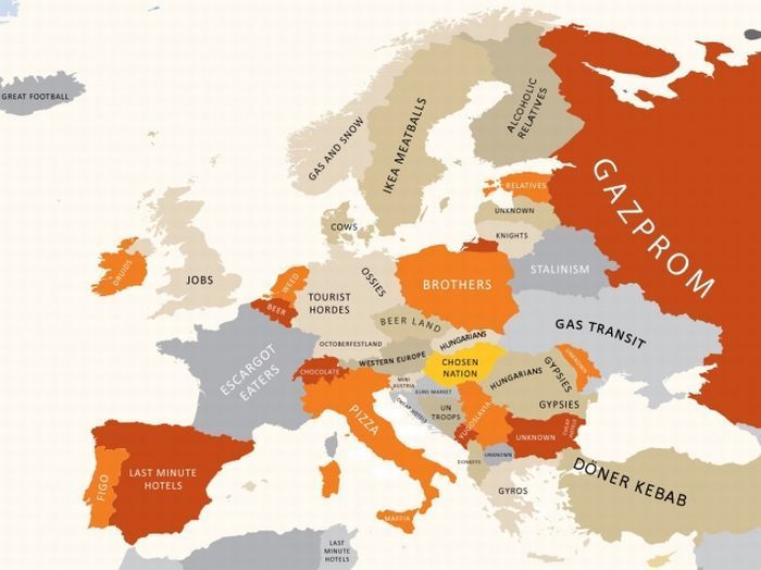 Смешная карта Европы.
