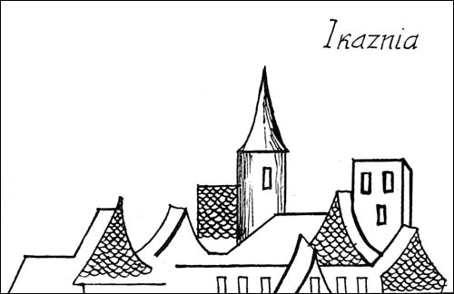 Иказненский замок на карте Томаша Маковского 1613 года
