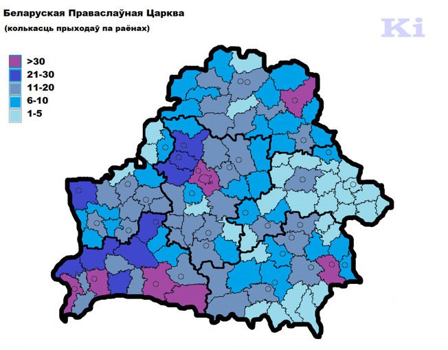 Карта православия Беларуси