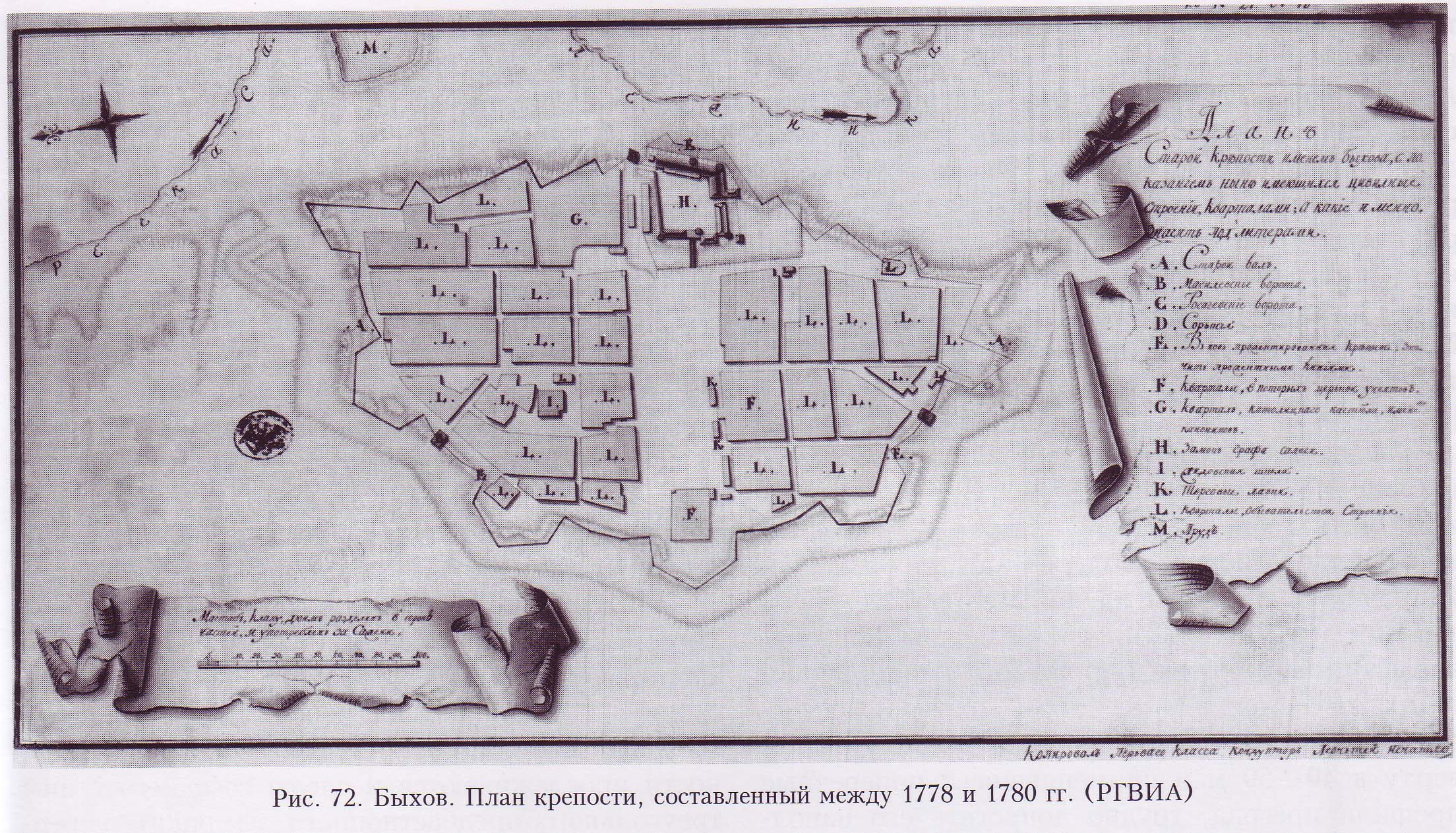 План Быховского замка и укреплений в конце XVIII века