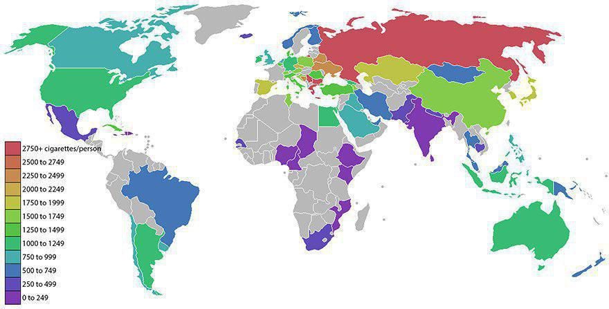 Сколько курят в разных странах мира