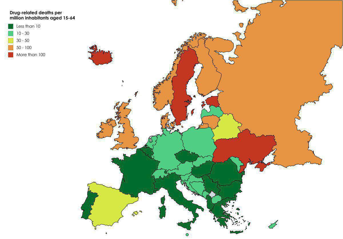Уровень потребления наркотиков в Европе